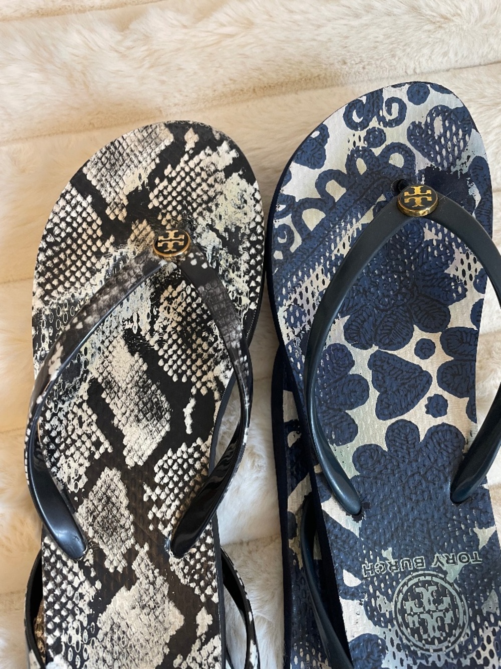 2 Pairs Tory Burch Thin Strap Flip-flops ~ Size 7